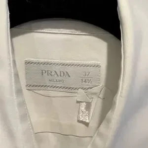トップス 00s prada dress tech shirts white (37) Authentic Prada Shirt Sz. 37 White Men Dress Elegant Cotton